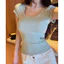 Áo thun cotton cổ vuông ôm body Justdun A38