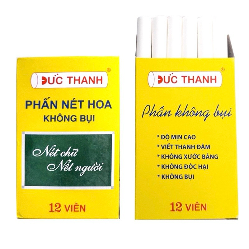 PHẤN VIẾT BẢNG KHÔNG BỤI ĐỨC THANH - 12 VIÊN/ HỘP - VPP QUỐC HUY