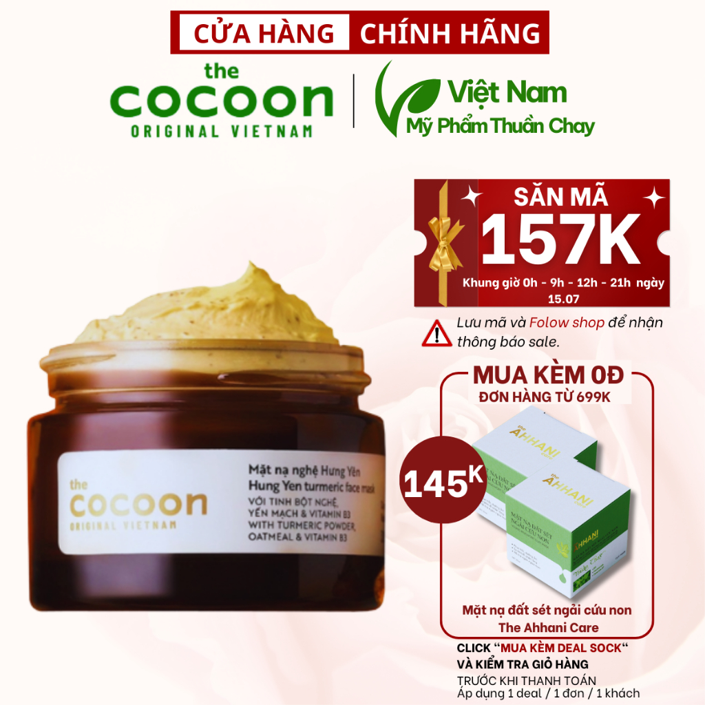 Mặt nạ nghệ Hưng Yên cocoon 30ml (Turmeric face mask) đều màu, giảm ...