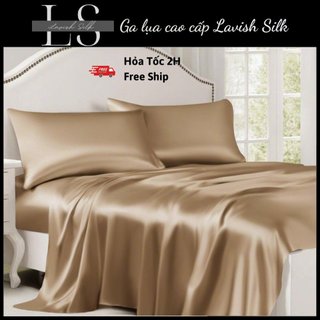 [Best Seller]Trọn Bộ Chăn  Ga Gối  Lụa Lavish Silk Cao Cấp Mát Lạnh Hàng Loại 1- Vàng Đồng