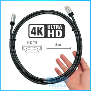 Dây cáp HDMI 2 đầu 4K 60FPS SecurOmax dài 3m to chắc truyền xuất hình ảnh cho PC