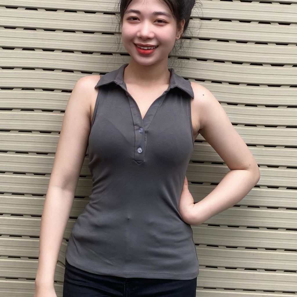 Áo Thun Nữ Bigsize 40-85kg Cổ Polo Sát Nách ESHOP - Áo Kiểu Nữ Cổ Bẻ Chất Co Giãn Mát Lạnh MS169