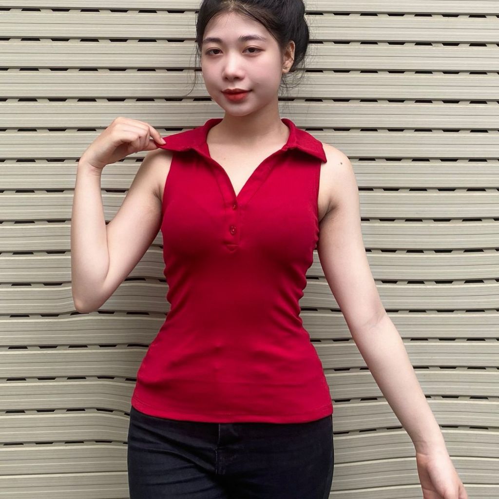 Áo Thun Nữ Bigsize 40-85kg Cổ Polo Sát Nách ESHOP - Áo Kiểu Nữ Cổ Bẻ Chất Co Giãn Mát Lạnh MS169