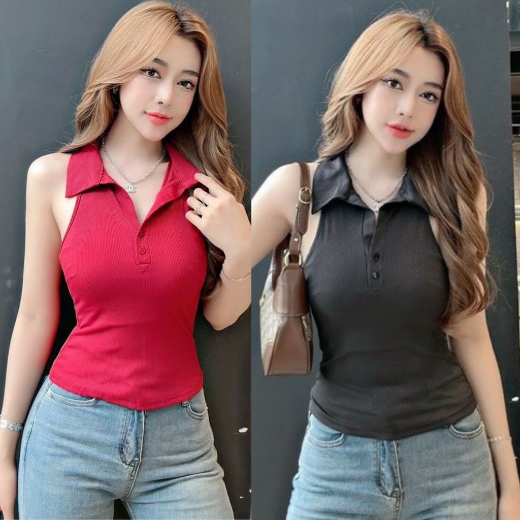 Áo Thun Nữ Bigsize 40-85kg Cổ Polo Sát Nách ESHOP - Áo Kiểu Nữ Cổ Bẻ Chất Co Giãn Mát Lạnh MS169
