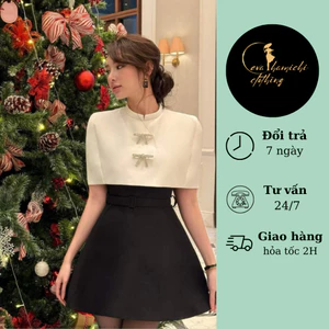 Set váy kèm áo choàng vai sang trọng hàng thiết kế cao cấp KANETEE