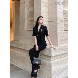Set áo vest croptop kèm quần ống suông sang trọng, thanh lịch KANETEE hàng thiết kế cao cấp