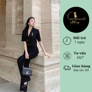 Set áo vest croptop kèm quần ống suông sang trọng, thanh lịch KANETEE hàng thiết kế cao cấp