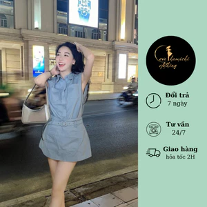Set váy bò sát nách tiểu thư, sang trọng KANETEE