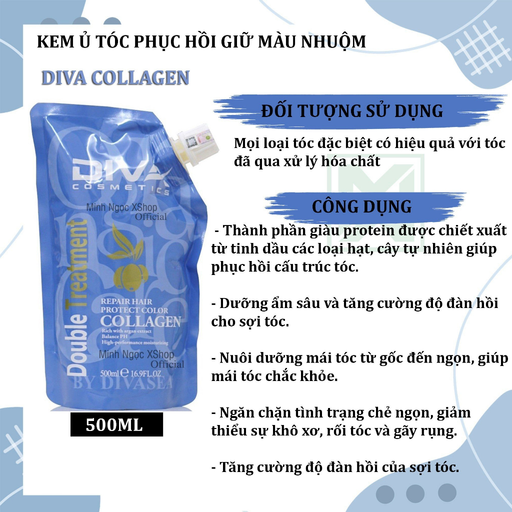 Hấp Dầu Collagen Diva Phục Hồi Tóc Nát | Made in Italy | 500ML