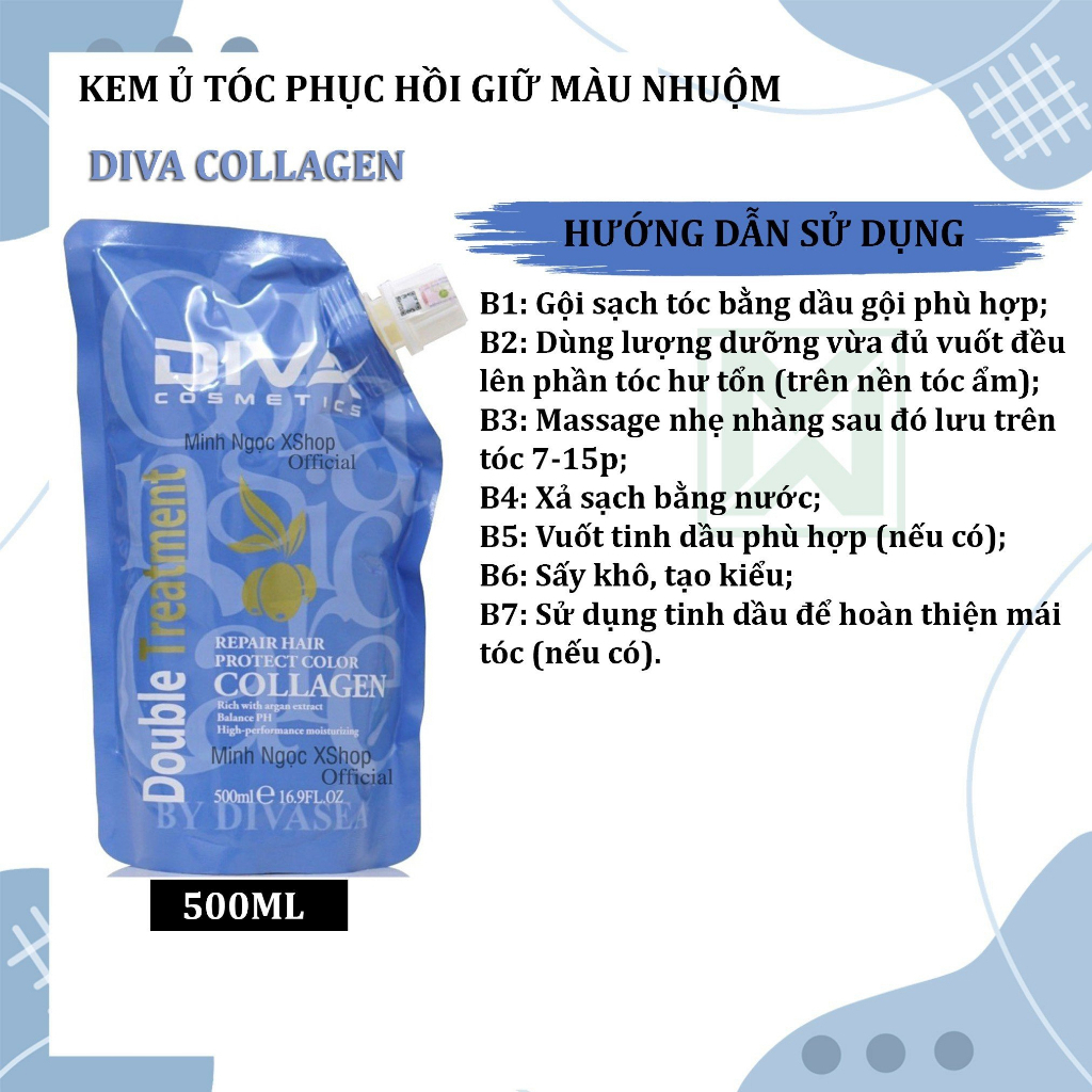 Hấp Dầu Collagen Diva Phục Hồi Tóc Nát | Made in Italy | 500ML
