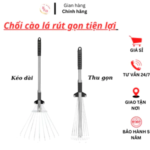 Chổi Quét Lá,Cây Cào Cỏ Bằng Hợp Kim Nhôm Cao Cấp 15 Răng Tay Cầm Chống Trượt Rút gọn tiết kiệm không gian