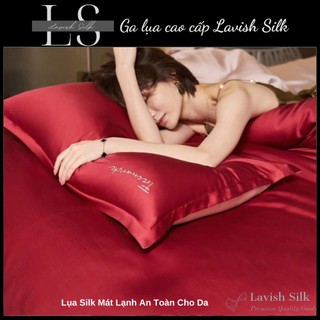 [Best Seller]Bộ Chăn Ga Gối Lụa LS Lavish Silk Cao Cấp Mát Lạnh Loại 1-Hồng Phấn Mix Đỏ Tươi