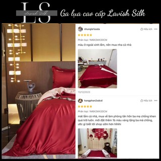 [Best Seller]Bộ Chăn Ga Gối Lụa LS Lavish Silk Cao Cấp Mát Lạnh Loại 1-Hồng Phấn Mix Đỏ Tươi