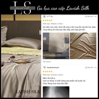 [New]Bộ Chăn Ga Gối Lụa Lavish Silk Cao Cấp Mát Lạnh Hàng Loại 1 - Vàng Đồng Mix Xám Đâm
