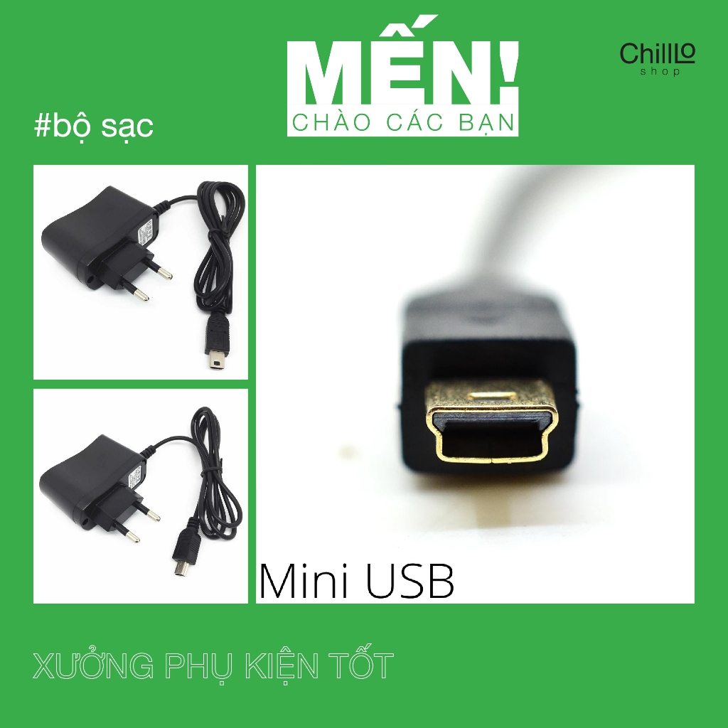 Bộ Sạc Mini-USB Liền Dây Cổng V3, V3i, V3XX, L6, L7 Cáp Sạc Chân Mini ...