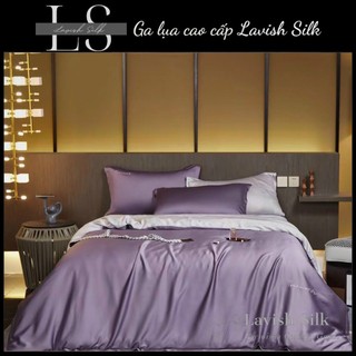 [Best Seller]Trọn Bộ Chăn  Ga Gối  Lụa Lavish Silk Cao Cấp Mát Lạnh Hàng Loại 1- Tím Mix Bạc Kim