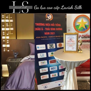 [Best Seller]Trọn Bộ Chăn  Ga Gối  Lụa Lavish Silk Cao Cấp Mát Lạnh Hàng Loại 1- Tím Mix Bạc Kim