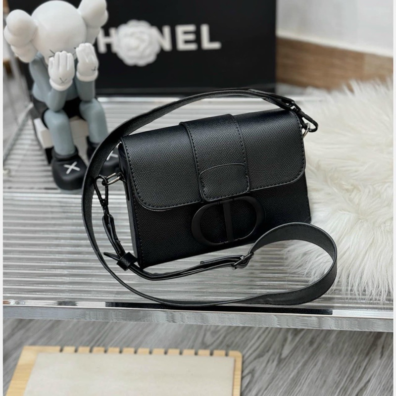 Túi C D Full Đen Dây Da Bản To Khoá Tròn Nam Nữ đeo đều hợp