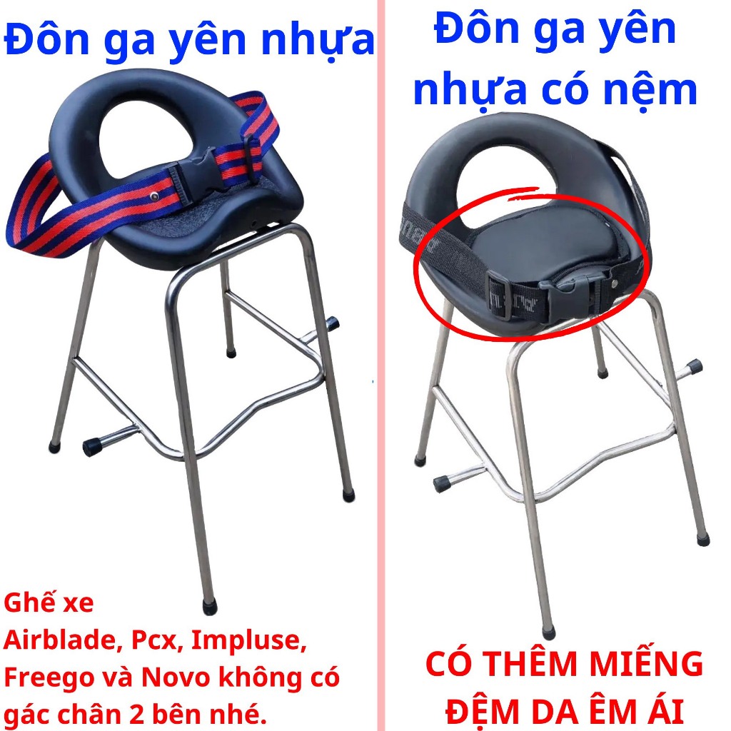 [ ĐÔN NHỰA NỆM ] [KÈM DÂY] GHẾ ĐÔN XE MÁY CHO BÉ – INOX CHẮC CHẮN, YÊN NỆM ÊM