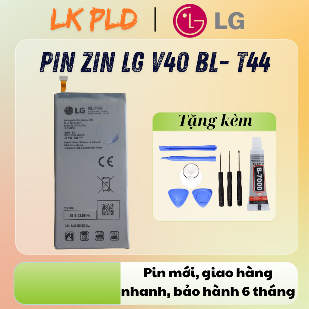 Pin LG V40 zin hãng LG, Mã pin BL- T44, Dung lượng 3500mAh, Tặng kèm bộ ...