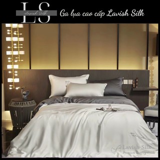 [Best Seller]Trọn Bộ Chăn Ga Gối Lụa LS Lavish Silk Cao Cấp Mát Lạnh Hàng Loại 1-Trấng Phối Xám Đậm