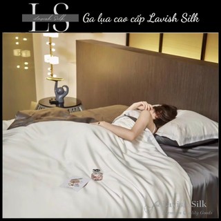 [Best Seller]Trọn Bộ Chăn Ga Gối Lụa LS Lavish Silk Cao Cấp Mát Lạnh Hàng Loại 1-Trấng Phối Xám Đậm