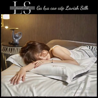 [Best Seller]Trọn Bộ Chăn Ga Gối Lụa LS Lavish Silk Cao Cấp Mát Lạnh Hàng Loại 1-Trấng Phối Xám Đậm