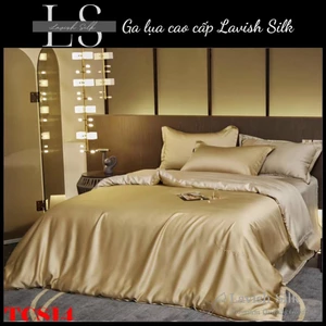 Trọn Bộ Chăn Ga Gối LụaLS Lavish Silk Cao Cấp Mát Lạnh Hàng Loại 1-Vàng Mix Bạc Kim