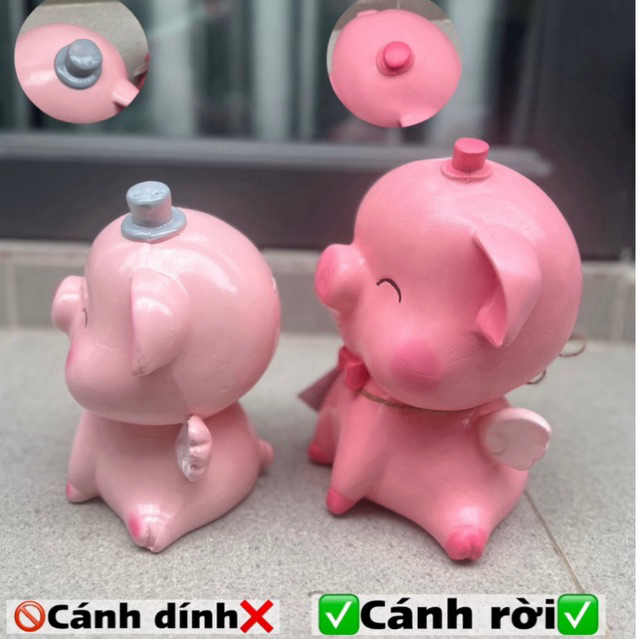 HEO ĐẤT TIẾT KIỆM heo thiên thần mở mắt size 25x30cm [thạch cao] quà tặng sinh nhật