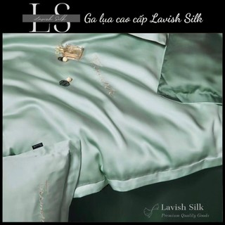 [Best Seller]Trọn Bộ Chăn Ga Gối Lụa Lavish Silk Cao Cấp Mát Lạnh Hàng Loại 1-Xanh Ngọc Mix Matcha