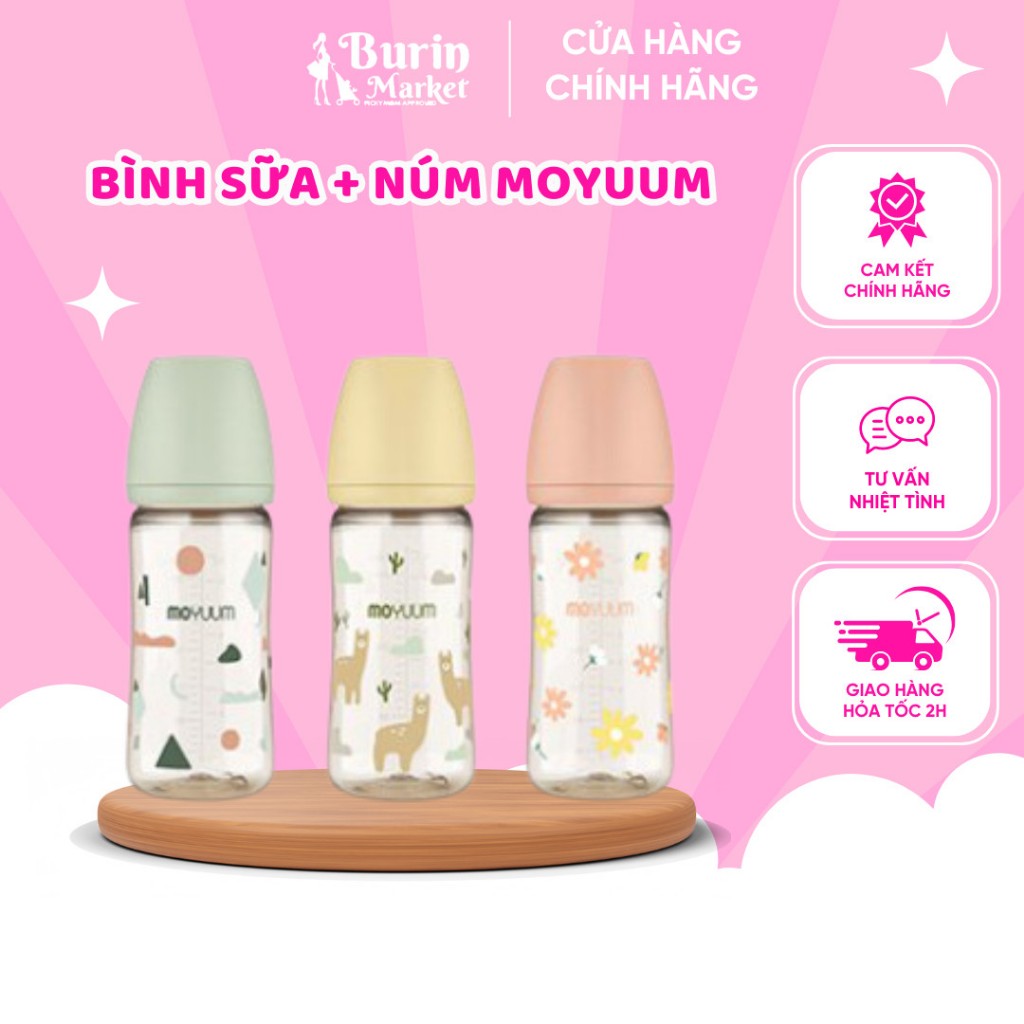 Bình sữa và núm Moyuum Hàn Quốc, bình sữa cho bé - Burin Market ...