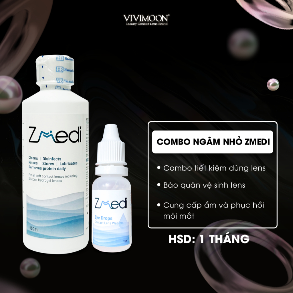 Ảnh Combo nước ngâm lens và nhỏ mắt VIVIMOON LENS vệ sinh bảo quản kính áp tròng 2