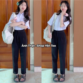 Quần baggy vải 1 cúc cạp cao Yến Tee , quần đi học chất đẹp #610