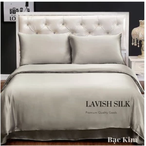 Trọn Bộ Chăn Ga Gối Lụa LS Lavish Silk Cao Cấp Mát Lạnh Hàng Loại 1 - Bạch Kim