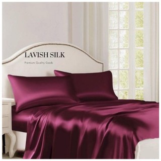 [Best Seller]Trọn Bộ Chăn  Ga Gối  Lụa Lavish Silk Cao Cấp Mát Lạnh Hàng Loại 1 - Đỏ Đô