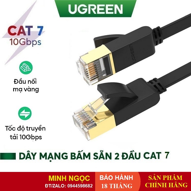 Dây cáp mạng Cat7 Ethernet đúc sẵn dạng Dẹt chính hãng Ugreen NW106 cao ...