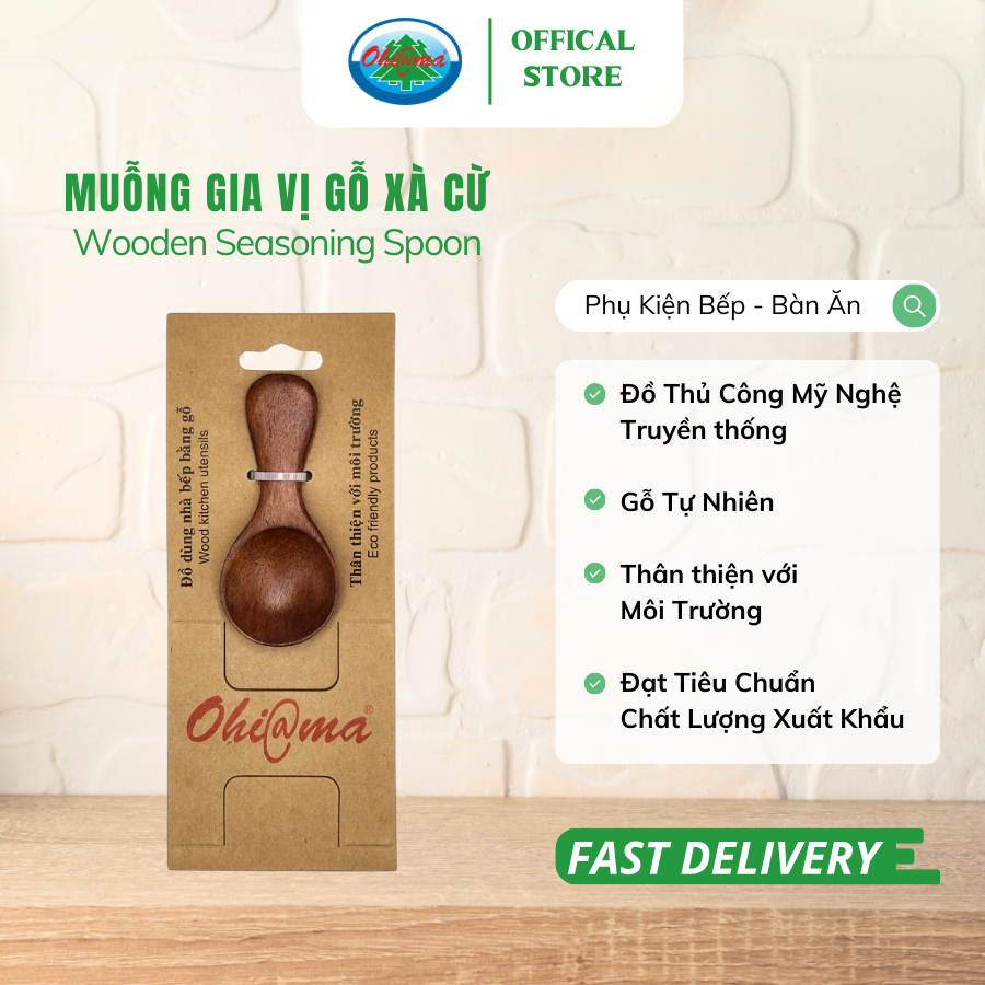 Ảnh Muỗng Gia Vị Gỗ Xà Cừ Ohiama Wooden Seasoning Spoon - Dụng Cụ Bếp, Bàn Ăn, Đồ Thủ Công VNXK, Tết 3