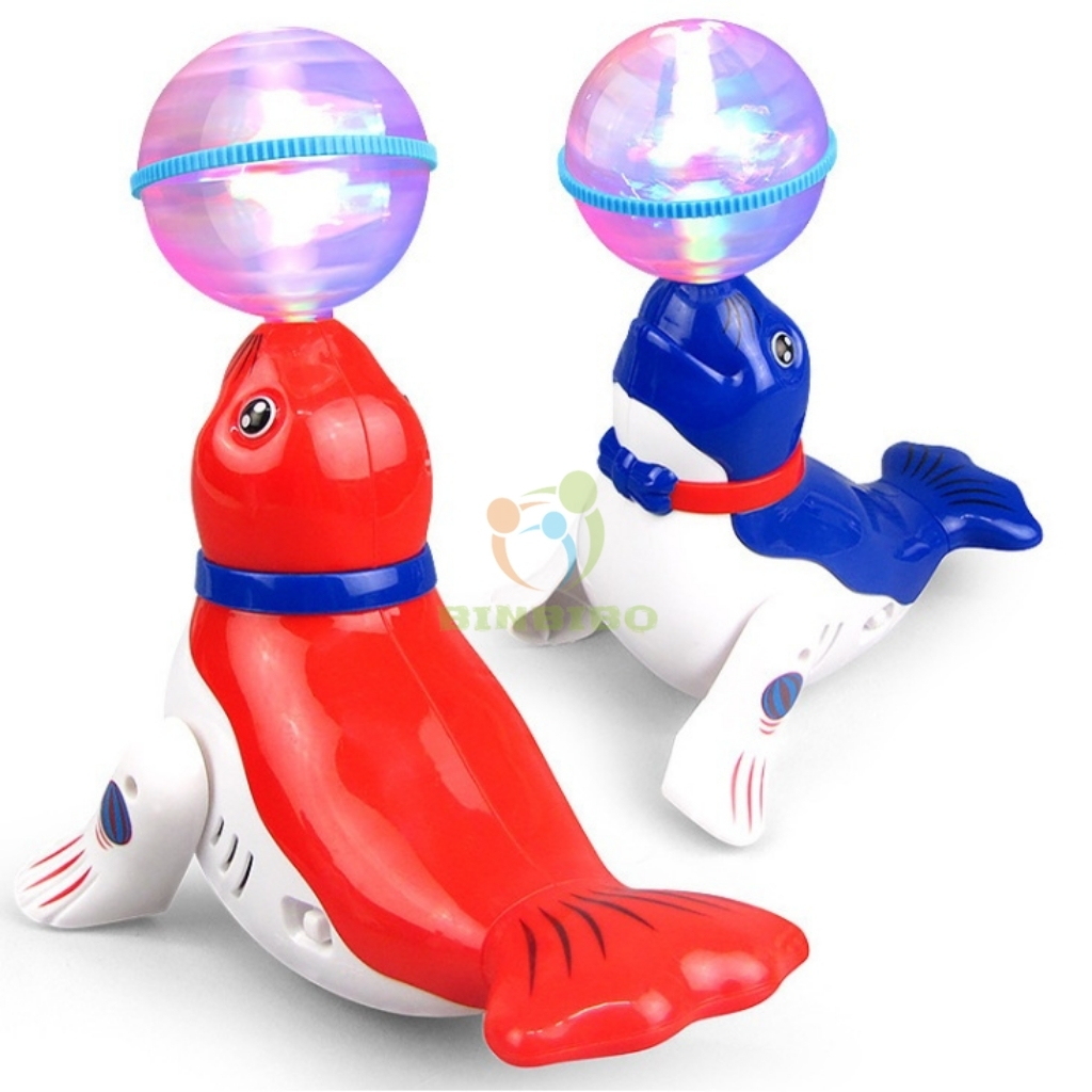 Đồ chơi Hải Cẩu chơi cầu xoay 360 có đèn có nhạc cho bé - Binbibo