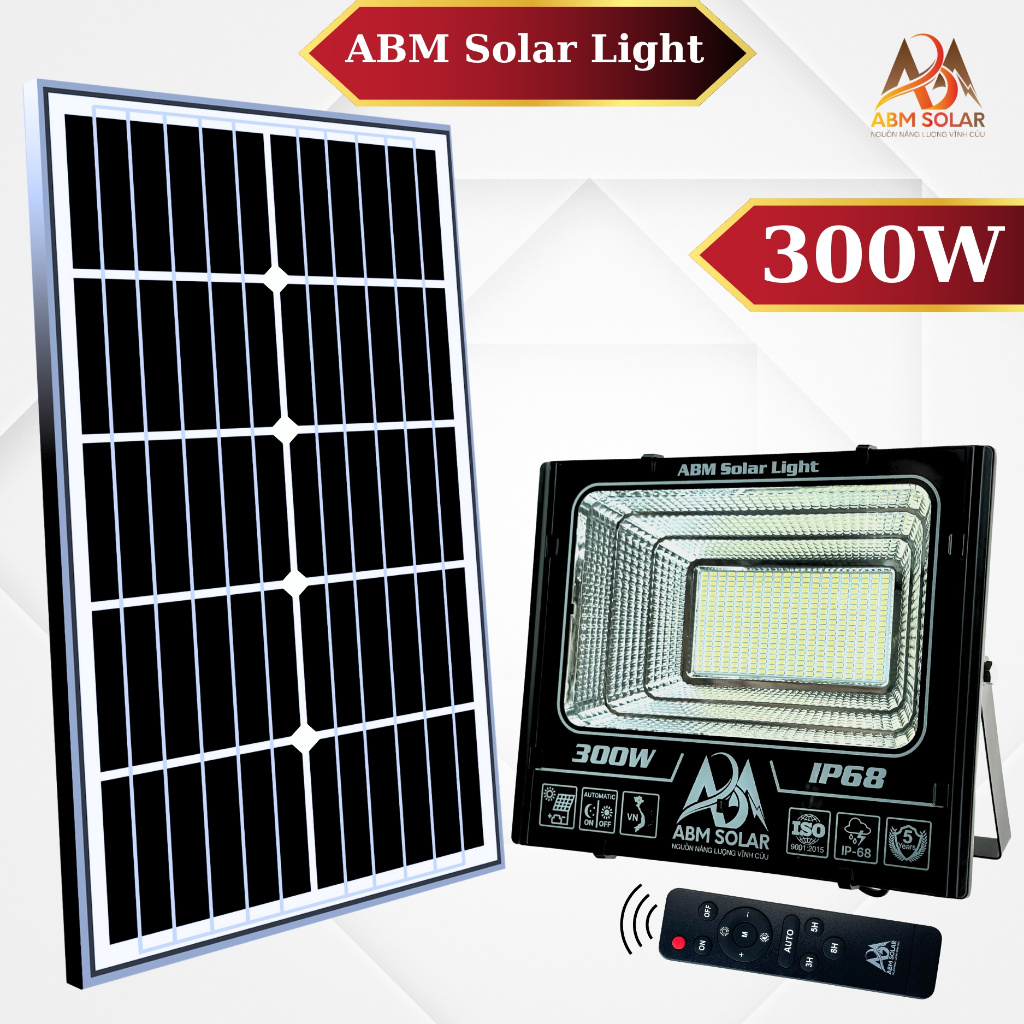 [200W] Đèn Năng Lượng Mặt Trời Nhôm Đúc Nguyên Khối, Công Suất 200W ABM SOLAR