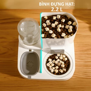 ( Không kèm bát inox) Bình ăn uống tự động cho mèo chó thú cưng đựng thức ăn nước uống 2.2L