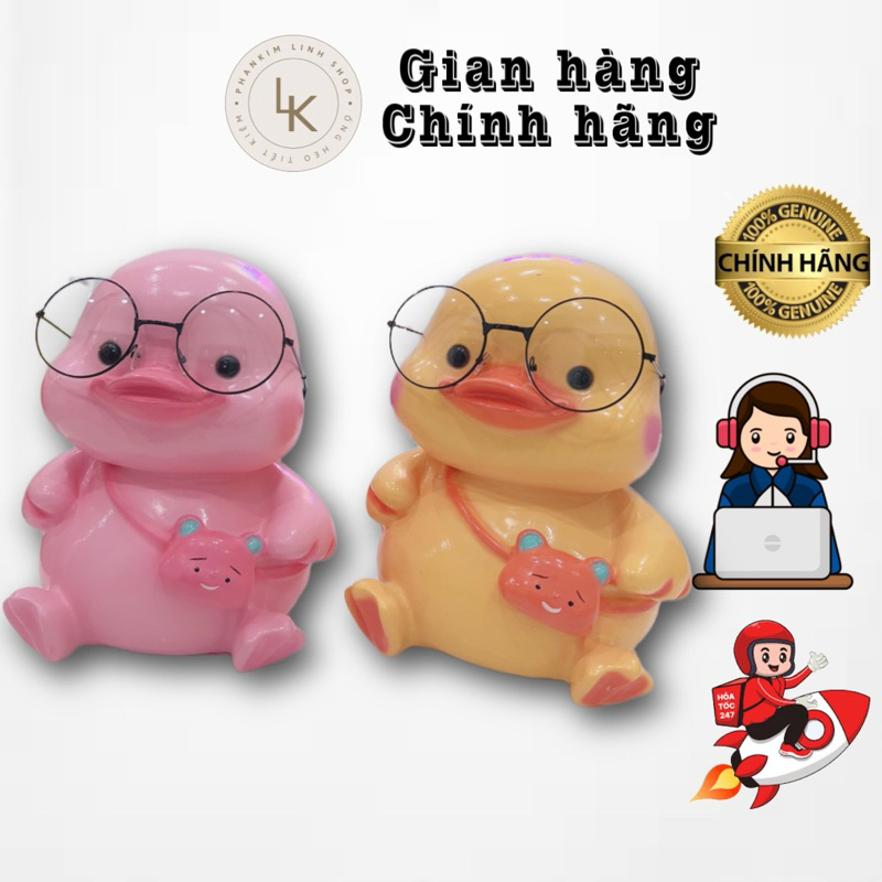 Ống heo tiết kiệm hình vịt kèm kính quà tặng đáng yêu 15x22cm