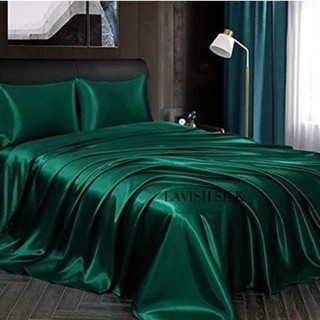 [Best Seller]Trọn Bộ Chăn  Ga Gối  Lụa LS Lavish Silk Cao Cấp Mát Lạnh Hàng Loại 1 - Xanh Lá