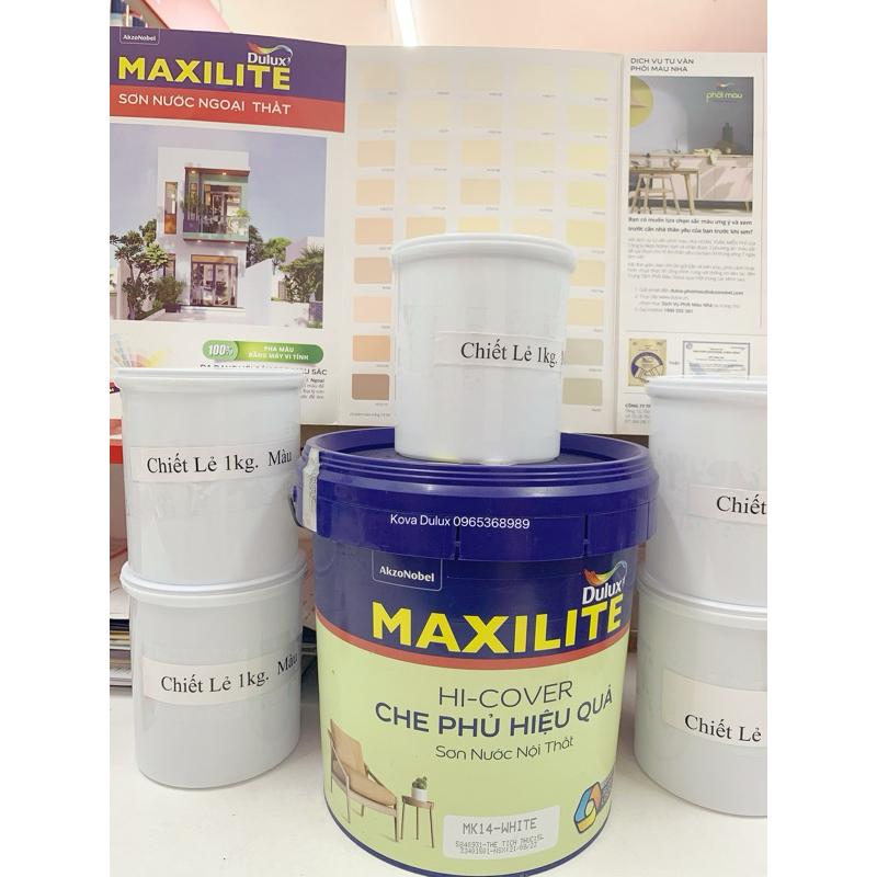Product image [Tặng lu,chổi] Sơn nước/sơn tường trong nhà Maxilite Hi-Cover che phủ hiệu quả MK14 (chiết lẻ 1kg). 1