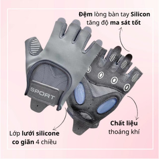 Găng Tay Tập Gym Nữ Cao Cấp SPORT Hở Ngón Chống Trượt, Chống Trai Tay, Phù Hợp Gym, Thể Thao, Đạp Xe...