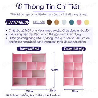 [Freeship Toàn Quốc] Kệ Sách Cho Bé Màu Hồng FIVO FB71 Chất Liệu Gỗ Cao Cấp, An Toàn, Nhiều Màu Sắc, Decor Xinh Xắn