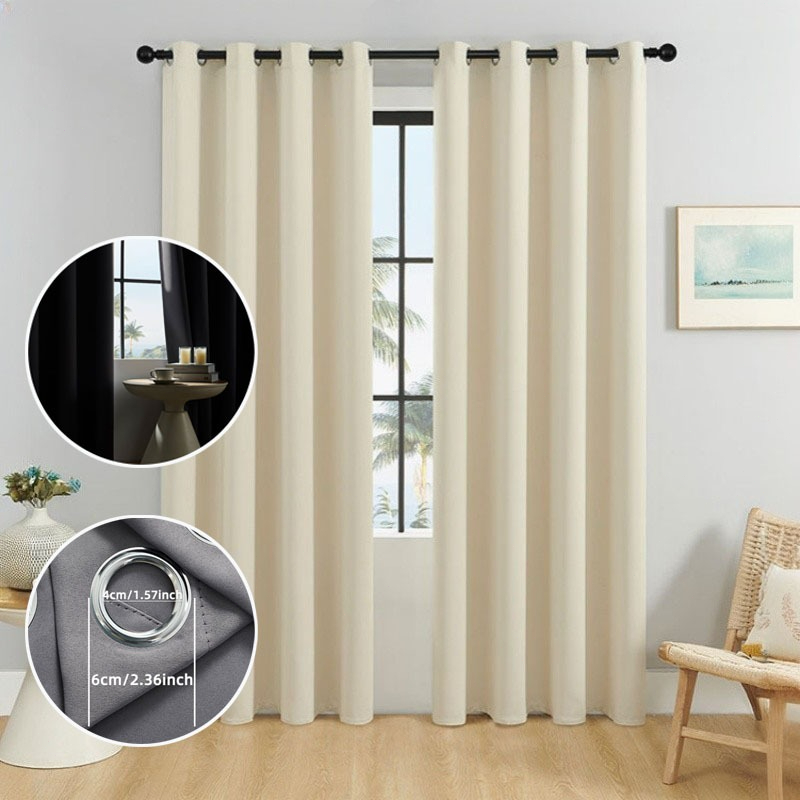 Rèm Vải Cản Nắng Phong Cách Hiện Đại，Rèm Cửa Chính Đục Lỗ Trang Trí ...