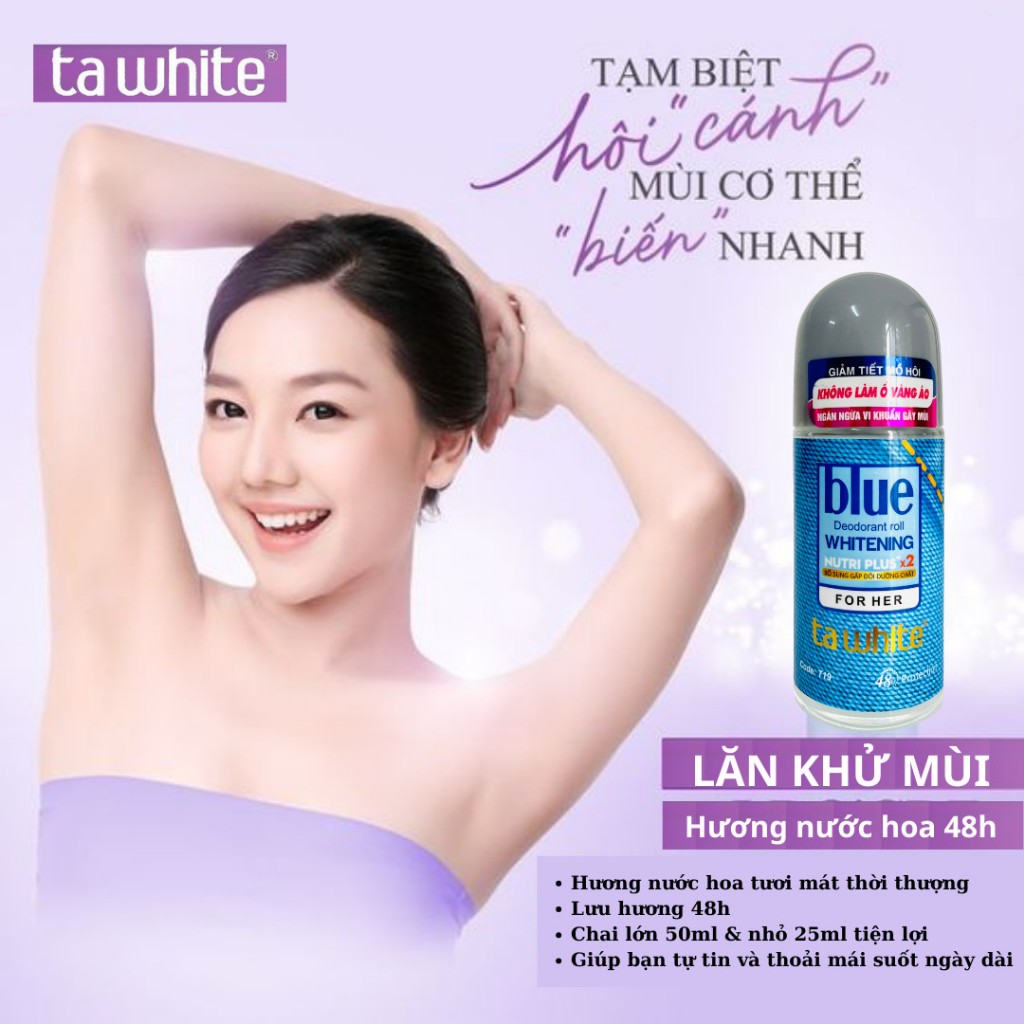 Lăn Khử Mùi Ta White Không Ố Vàng Ngăn Tiết Mồ Hôi Đến 48h Cho Nữ