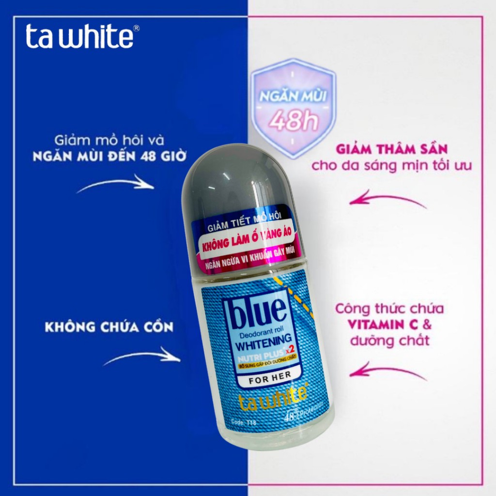 Lăn Khử Mùi Ta White Không Ố Vàng Ngăn Tiết Mồ Hôi Đến 48h Cho Nữ