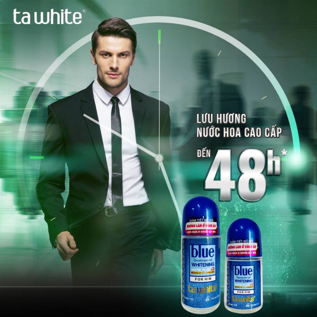Lăn Khử Mùi Ta White Không Vệt Ố Vàng Khô Thoáng Đến 48h Cho Nam
