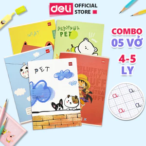 Tập Vở Ô Ly Học Sinh 48/80 Trang Deli - Tập Vở Học Sinh 4/ 5 Ô Ly Hình Dễ Thương - 70/100gsm